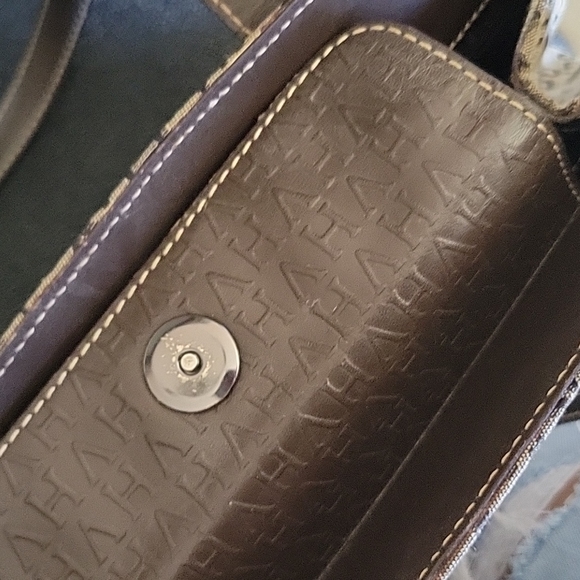 Vintage Victor Hugo Logo Satchel Brown Leather Trim - Picture 9 of 15